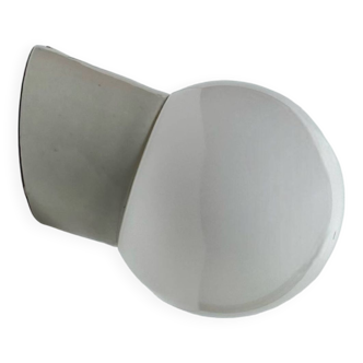 Wall light in white opaline glass and minimalist porcelain 1970 1980 LAMP-7186