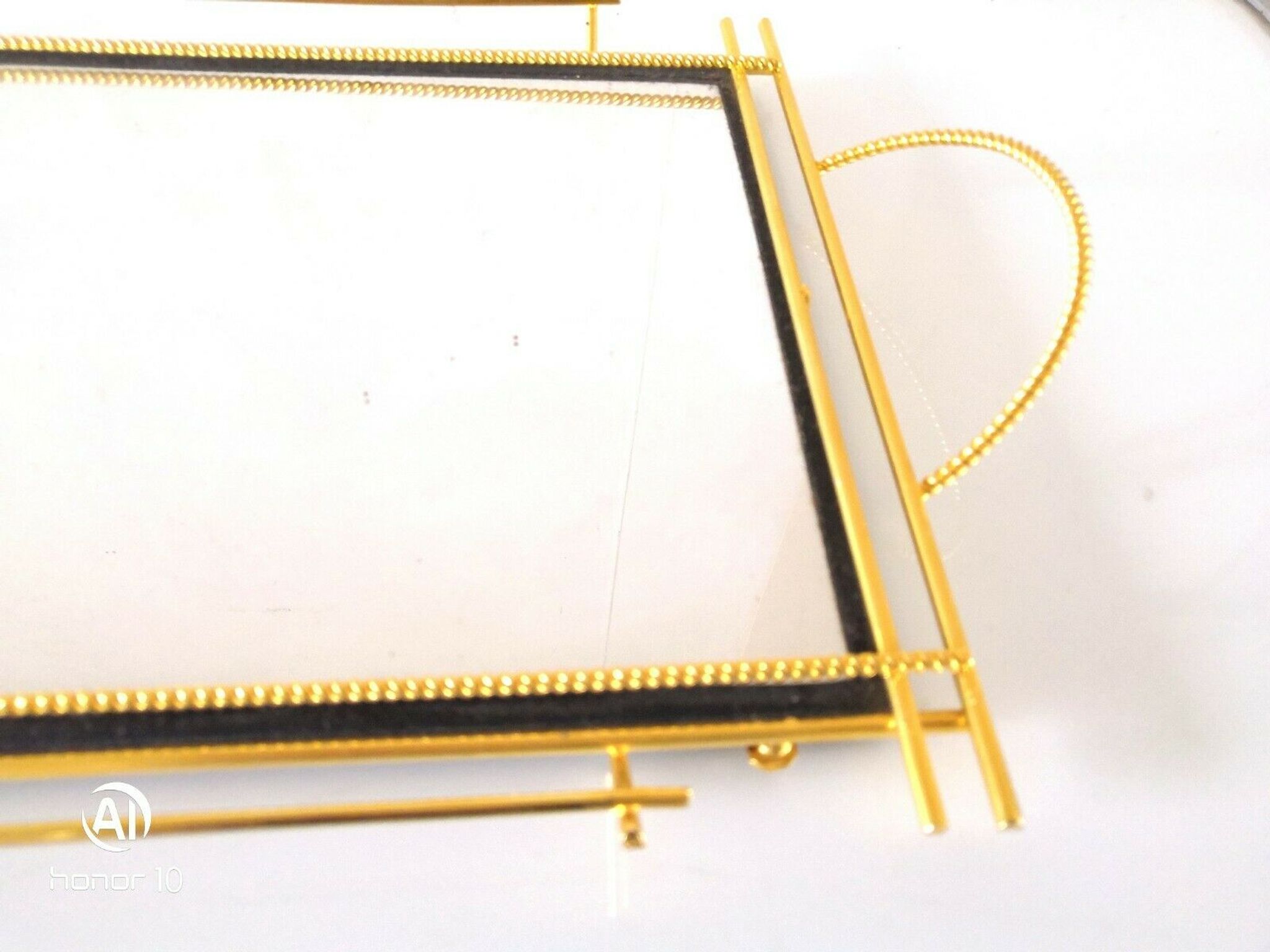 Plateau miroir acier doré design années 50-60