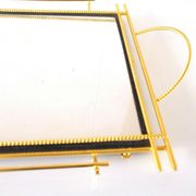 Plateau miroir acier doré design années 50-60
