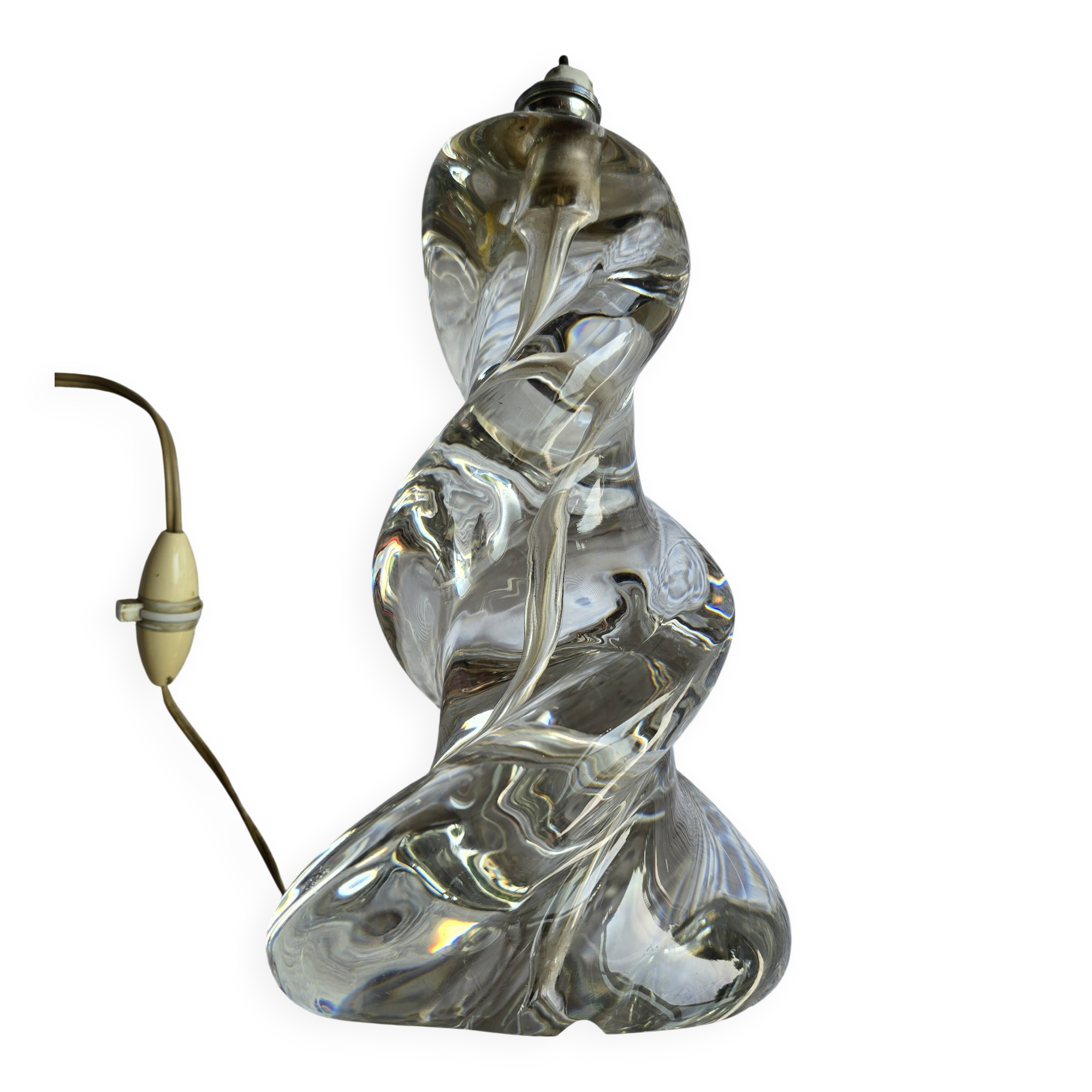Vintage twisted crystal lamp base from Sèvres, 1960s-70s.