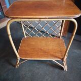 Table d'appoint, chevet en osier et rotin, 1960-1970
