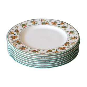 Series of 8 flat plates for dinner. Heinrich Villeroy & Boch. Golden Birds