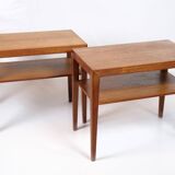 Ensemble de 2 tables d'appoint avec étagère en teck par Severin Hansen pour Haslev Furniture des années 1960