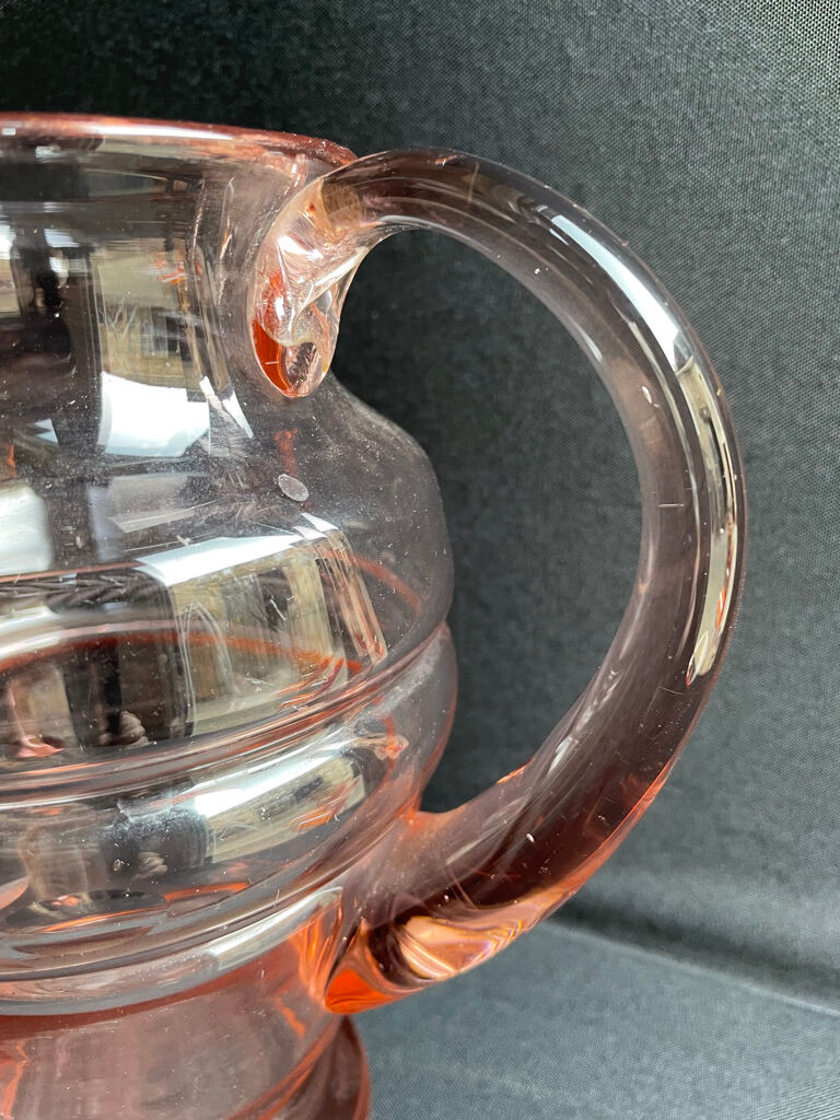 Service for 4 people - Art Deco - Glass or 1/2 pink crystal blown and cut