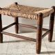 Stool bench wood and straw vintage bohemian spirit