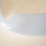 Large white and sky blue ceramic catchall from the 1950s.