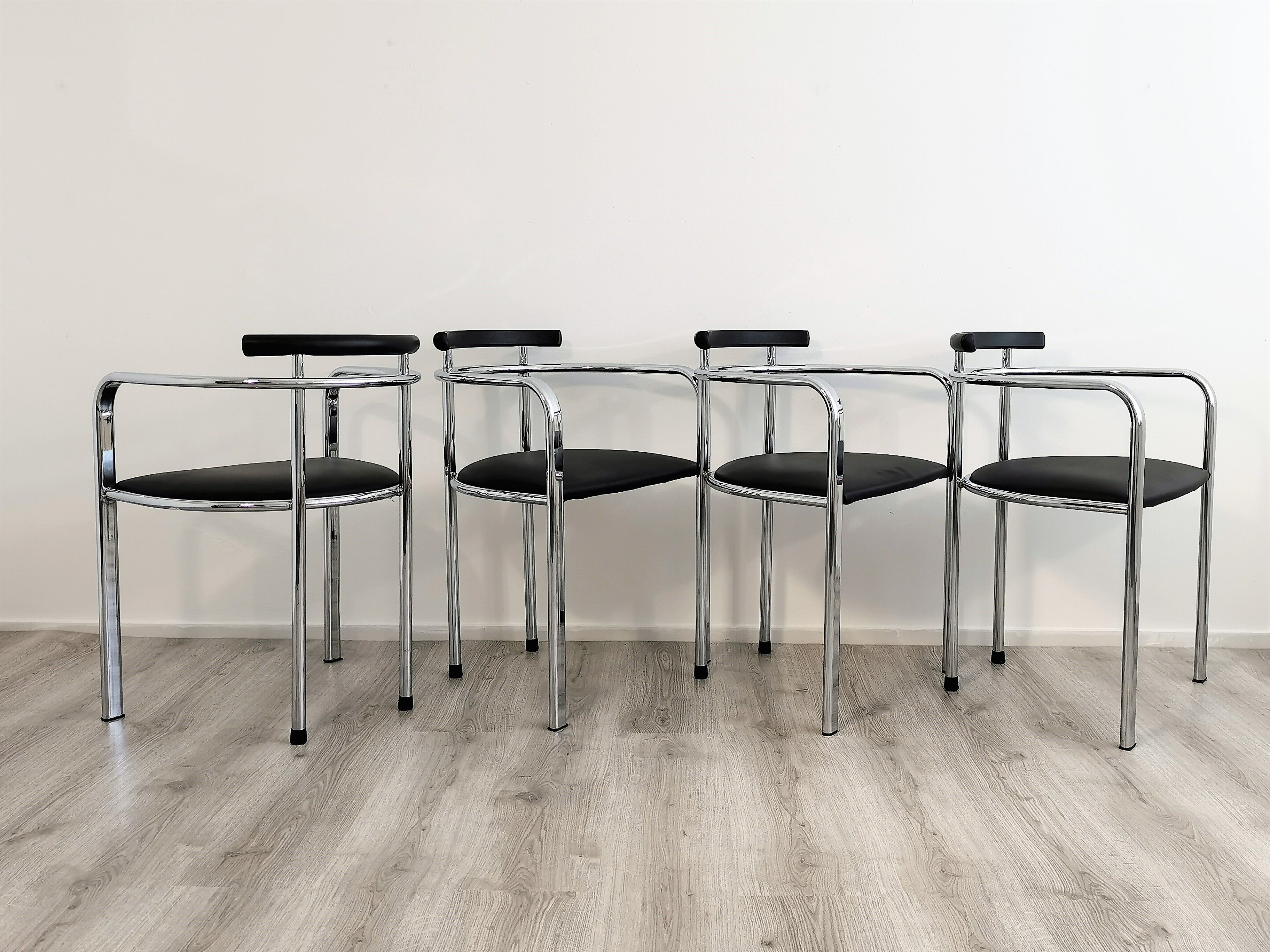 Set Italian dining chairs by Hank Lowenstein 1980's