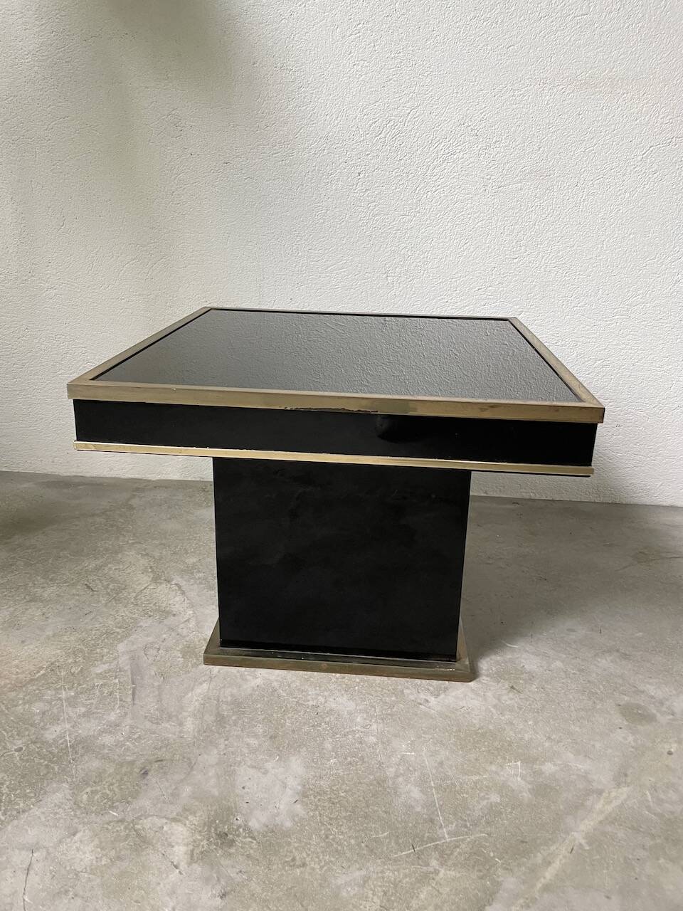 Black lacquer and brass console coffee table