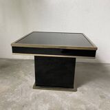 Table basse console appoint en laque noire et laiton