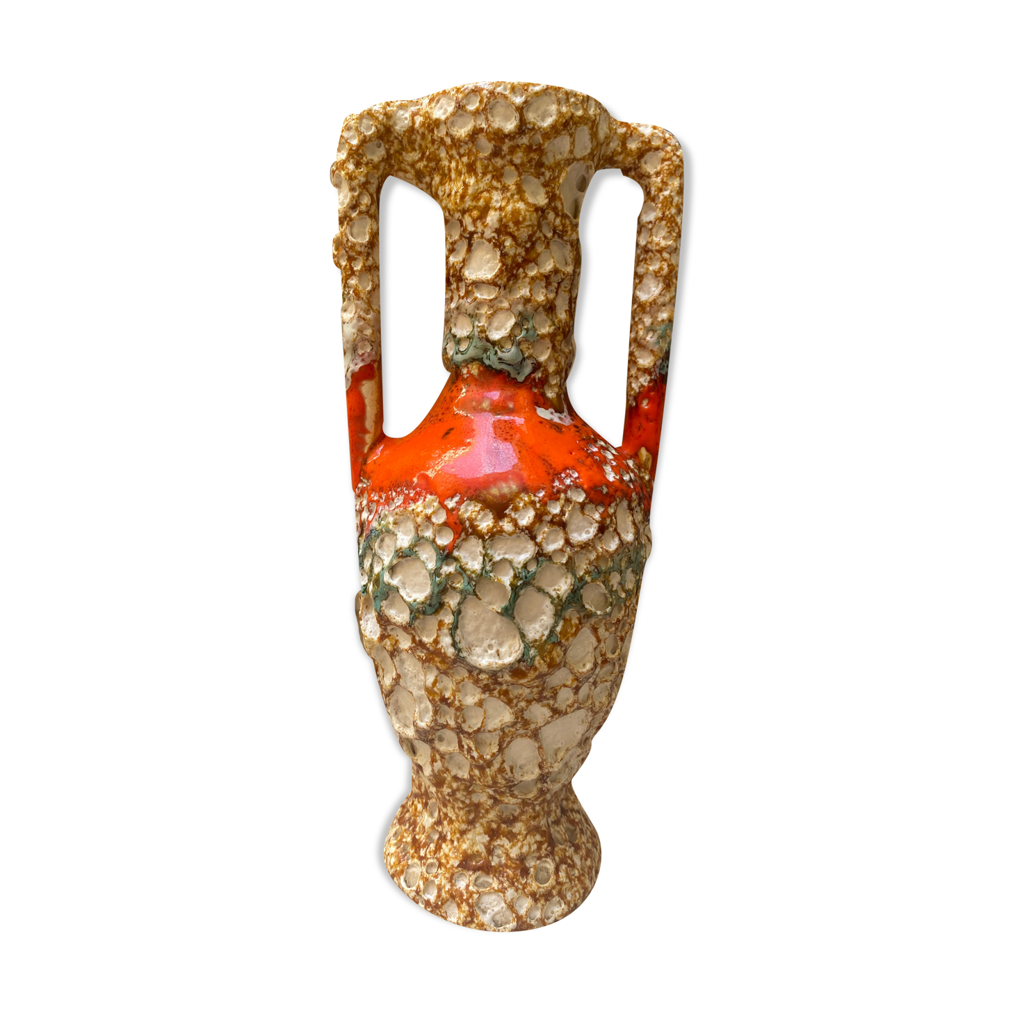 Washed enamelled ceramic amphora vase