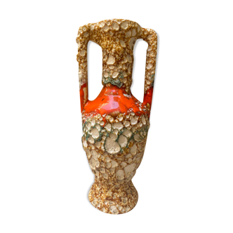 Washed enamelled ceramic amphora vase