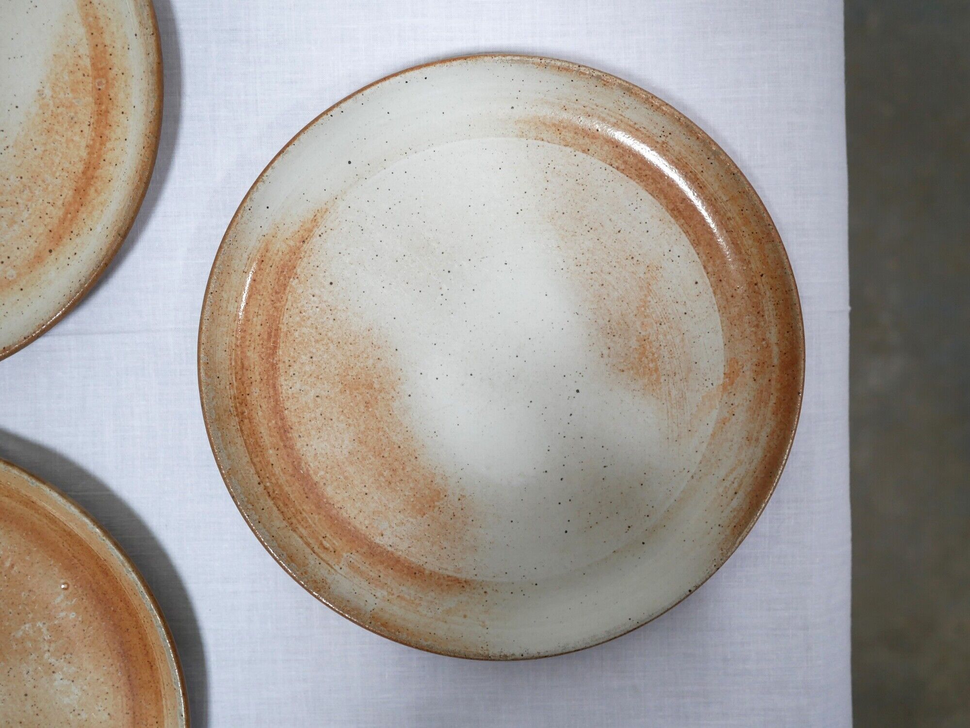 Series of 9 vintage stoneware plates by Les Poteries du Marais, France