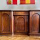 Mahogany enfilade and mahogany veneer in victorian style, in good condition.