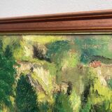 Old paysgae painting oil on canvas assembly