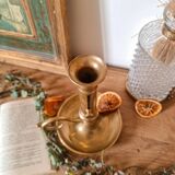 Cellar rat candle holder with brass pusher