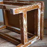 Vintage patinated solid wood side bench