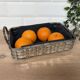 Woven silver-plated metal basket.