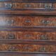 Neo-Renaissance Henri II chest of drawers in walnut burr