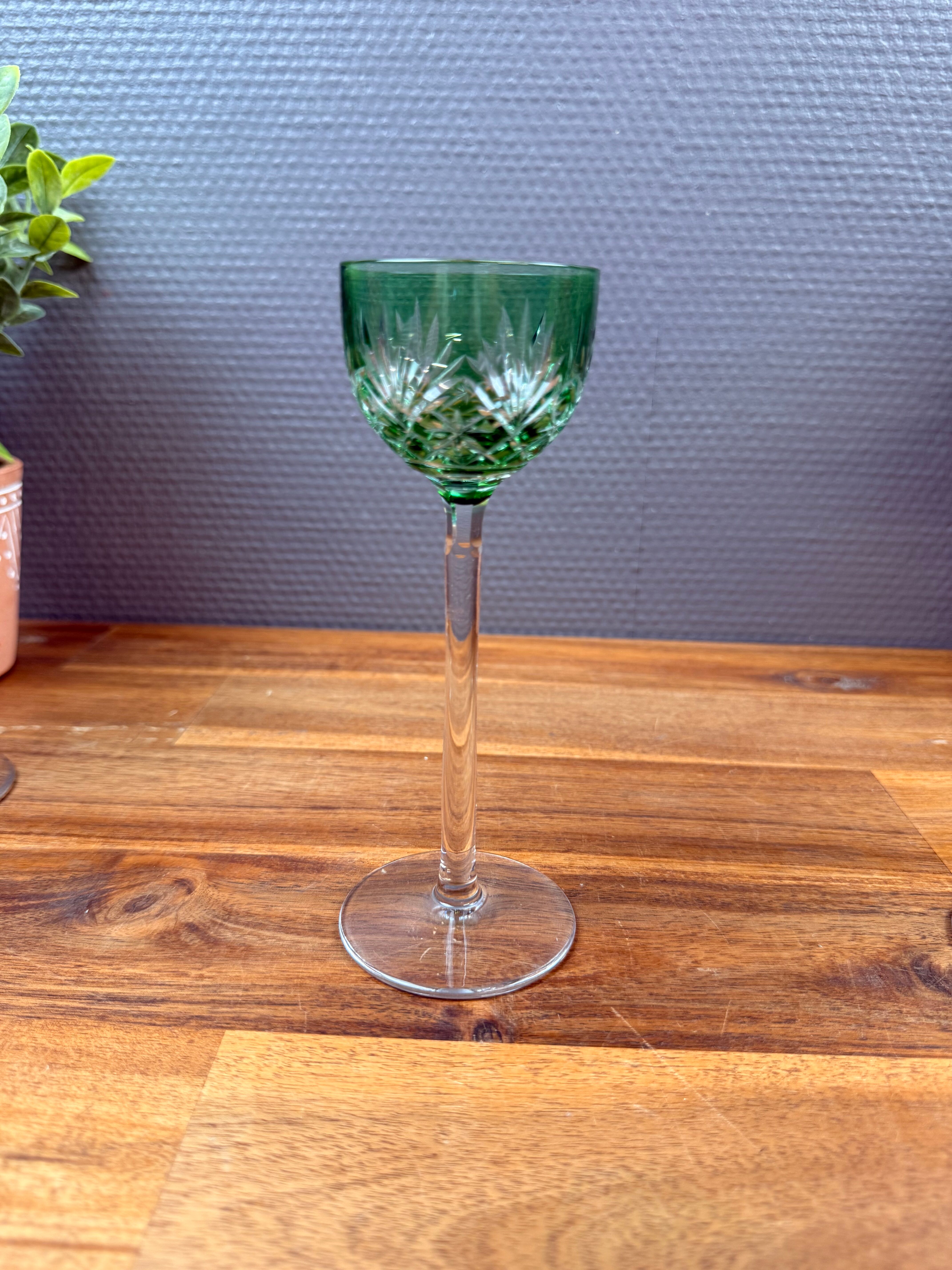 Set of 8 Coloured Cut Crystal Liqueur Glasses