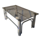 70s glass and chrome metal coffee table