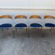 Set of 4 chairs with armrest Effezeta chrome blue fabric and wood an2000