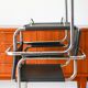 Ensemble de 4 fauteuils tubulaires en croute de cuir Cantilever chrome et Noir, dans le goût de Mart Stam, 1970