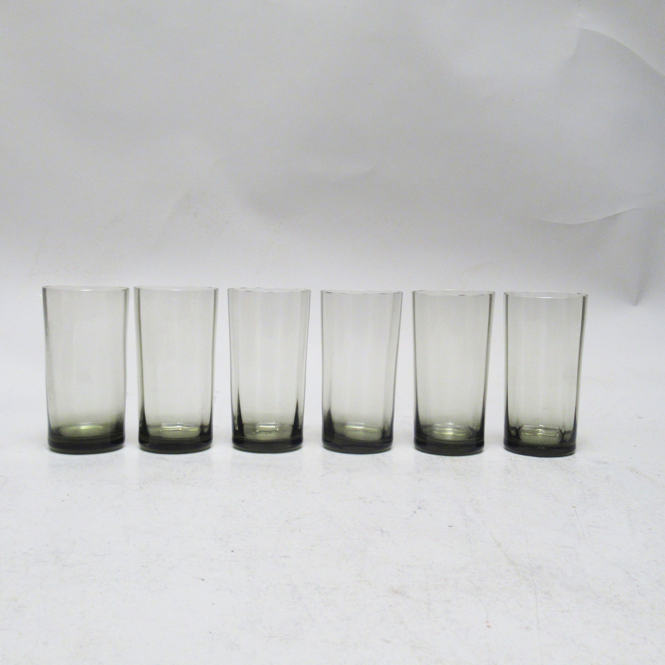 Set of 6 glasses in smoked glass 70s