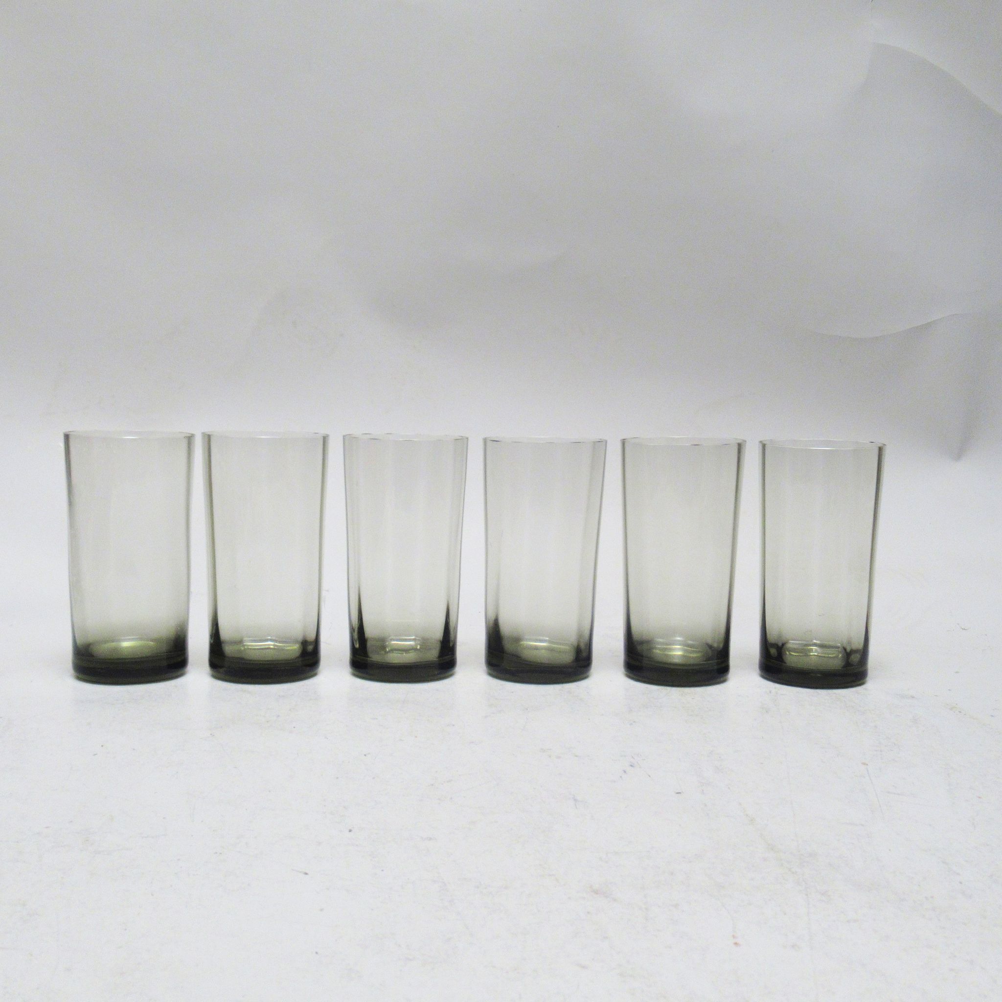 Set of 6 glasses in smoked glass 70s