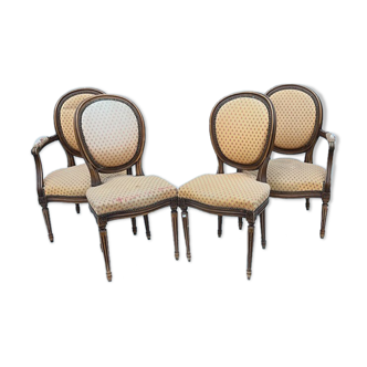 2 Armchairs and 2 Louis XVI style chairs
