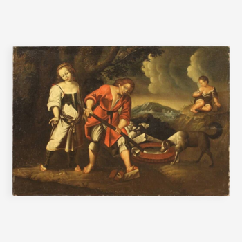 Peinture huile sur toile du XVIIIe siècle