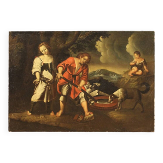 Peinture huile sur toile du XVIIIe siècle