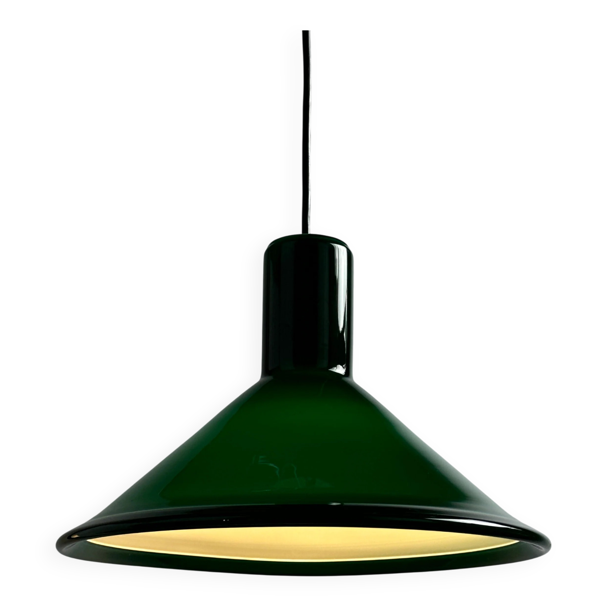 Green Danish glass pendant by Michael Bang for Holmegaard 1972