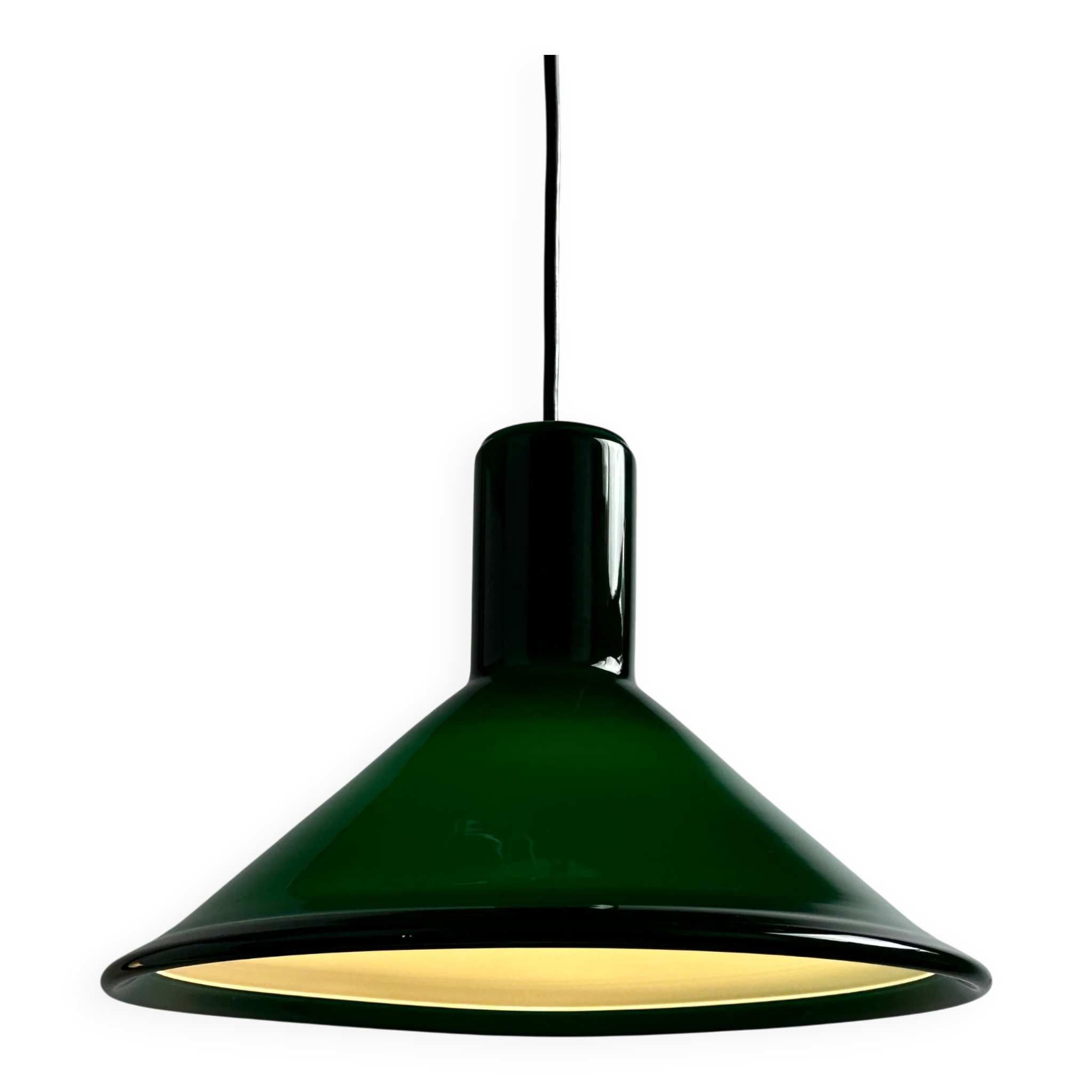 Green Danish glass pendant by Michael Bang for Holmegaard 1972