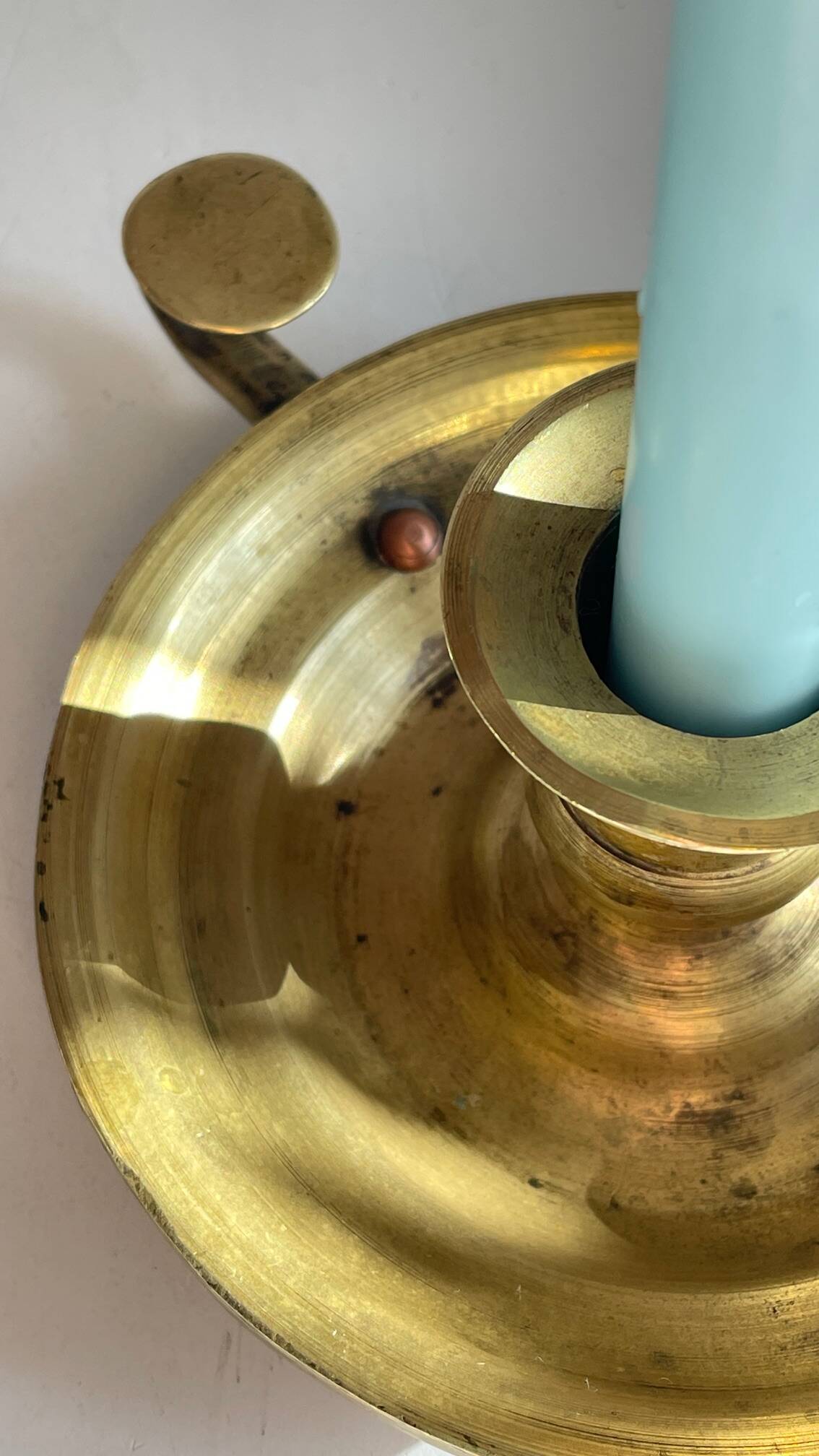 Antique solid bronze hand candlestick