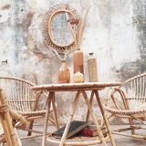 Rattan armchairs and table