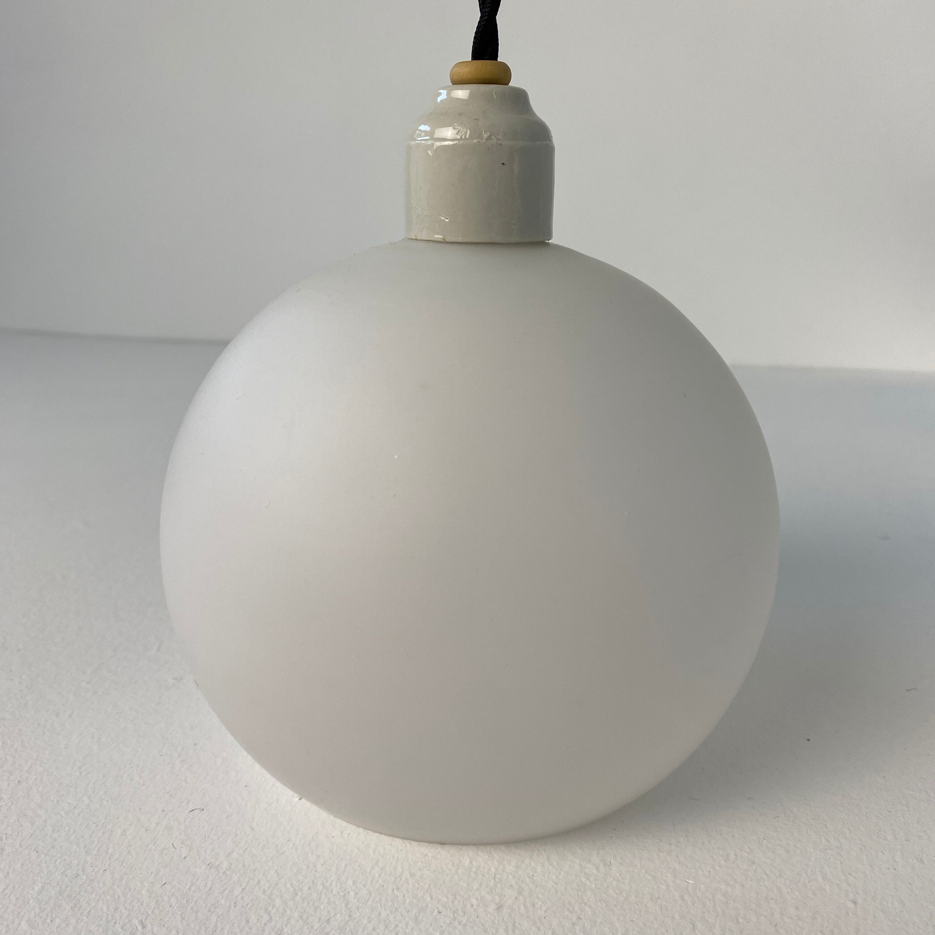 Pair of old pendant lamps in vintage opaline 14cm