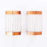 Scandinavian wall lights in copper and pressed glass
