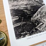 Gorge de la Têt, Pyrenees. Printed photo plate from 1937.