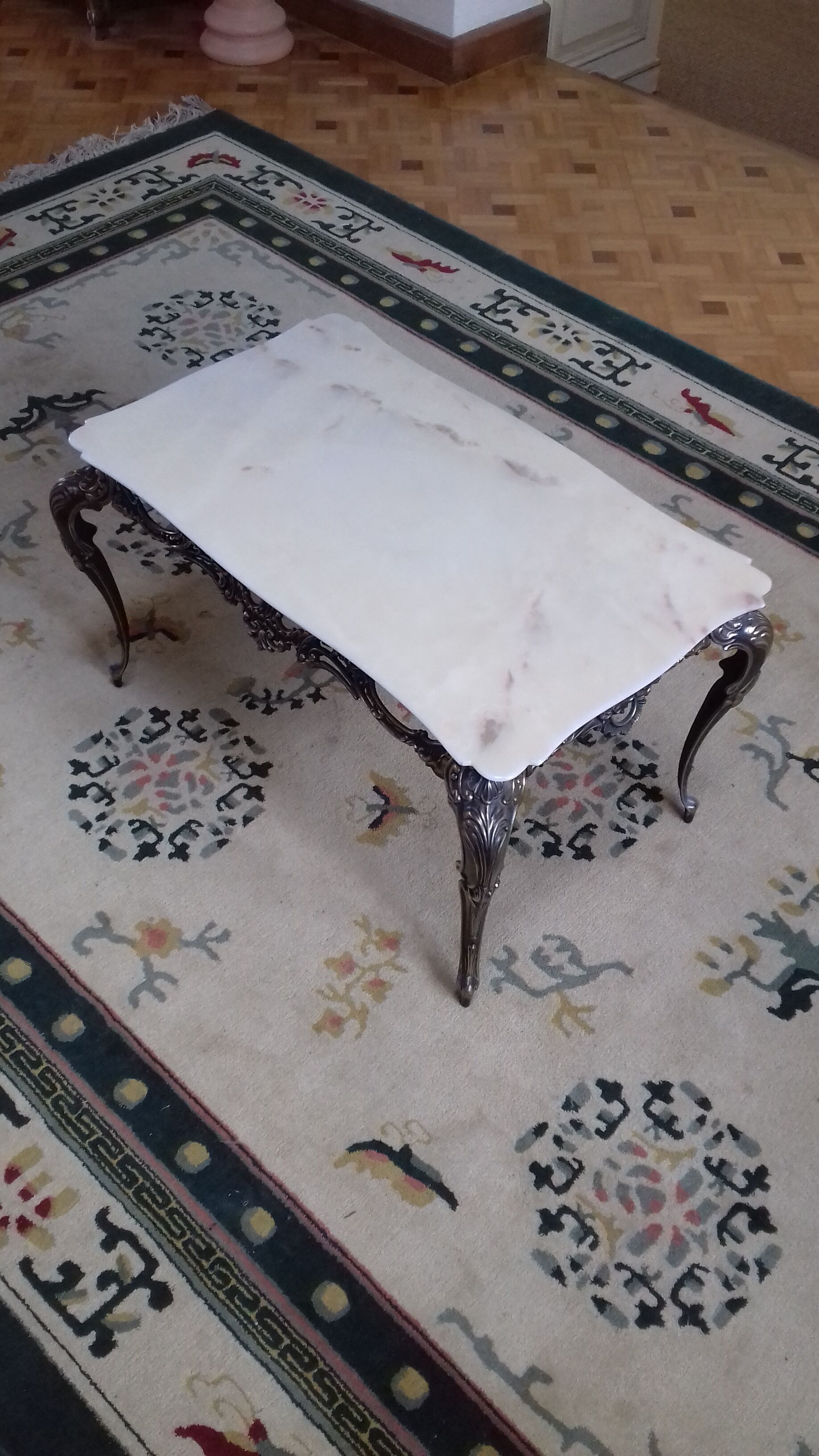 Bronze coffee table and marble tray