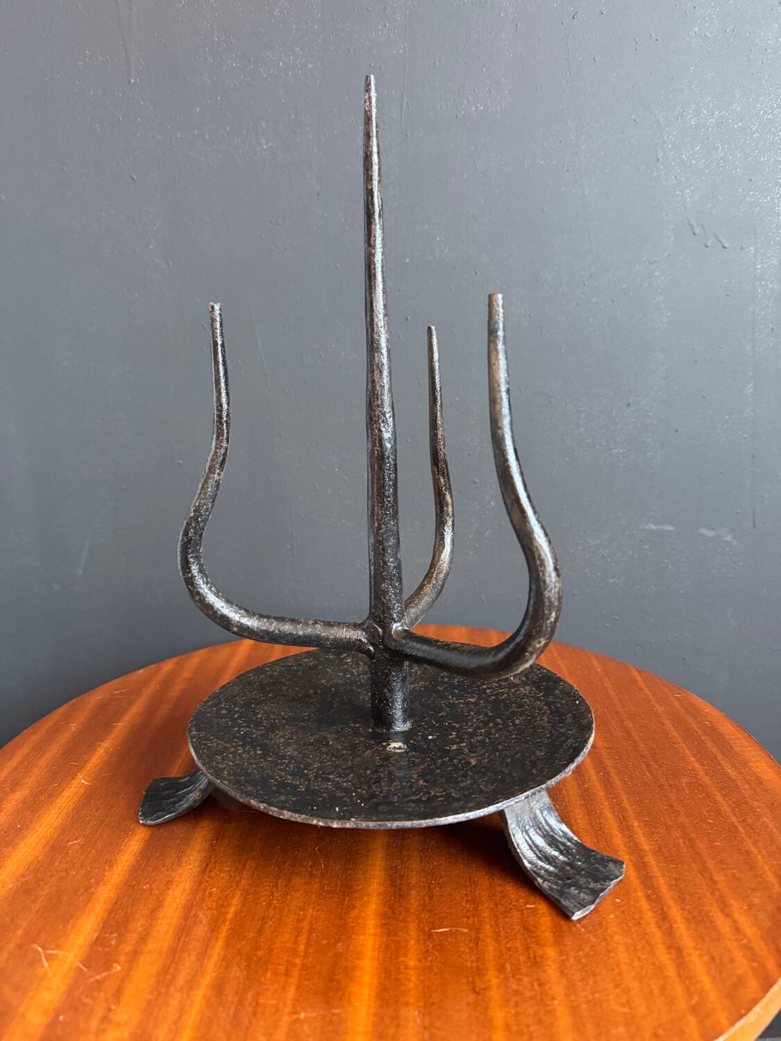 Brutalist wrought iron candlestick holder