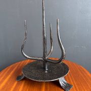 Brutalist wrought iron candlestick holder