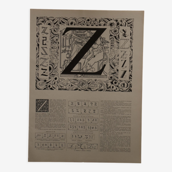 Lithographie originale sur la lettre Z