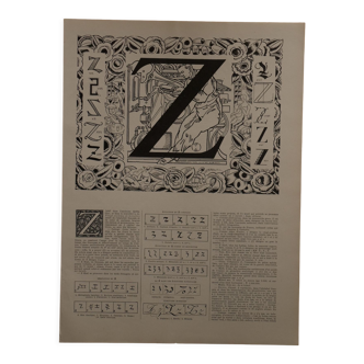 Original lithograph on the letter Z