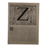 Original lithograph on the letter Z