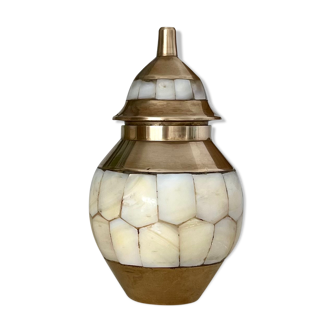 Mother-of-pearl and brass candy box