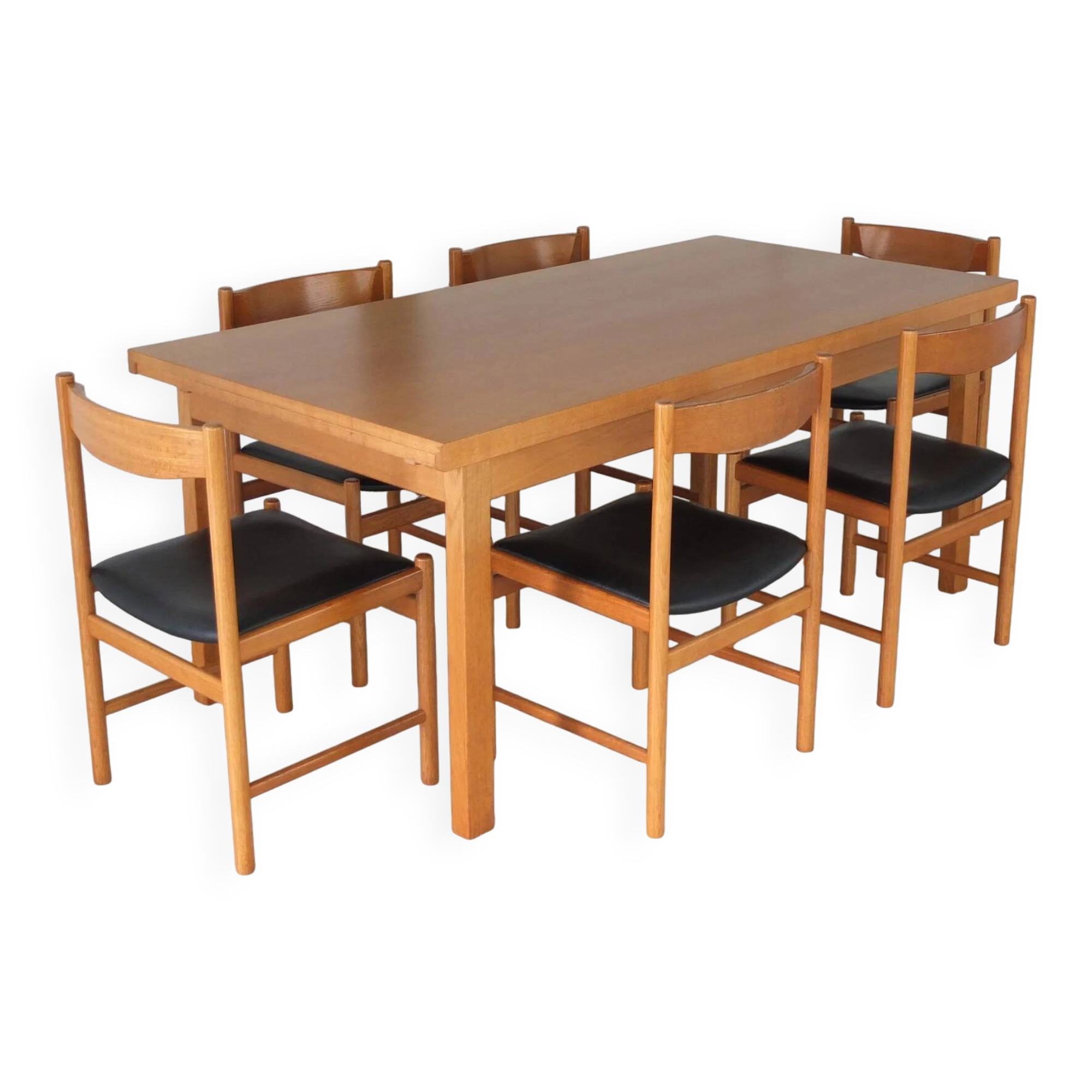 Dining set in natural oak by Meubelatelier Vanda, 1970s