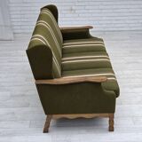 1970s, Danish 3-seater sofa, furniture wool, solid oak wood.
