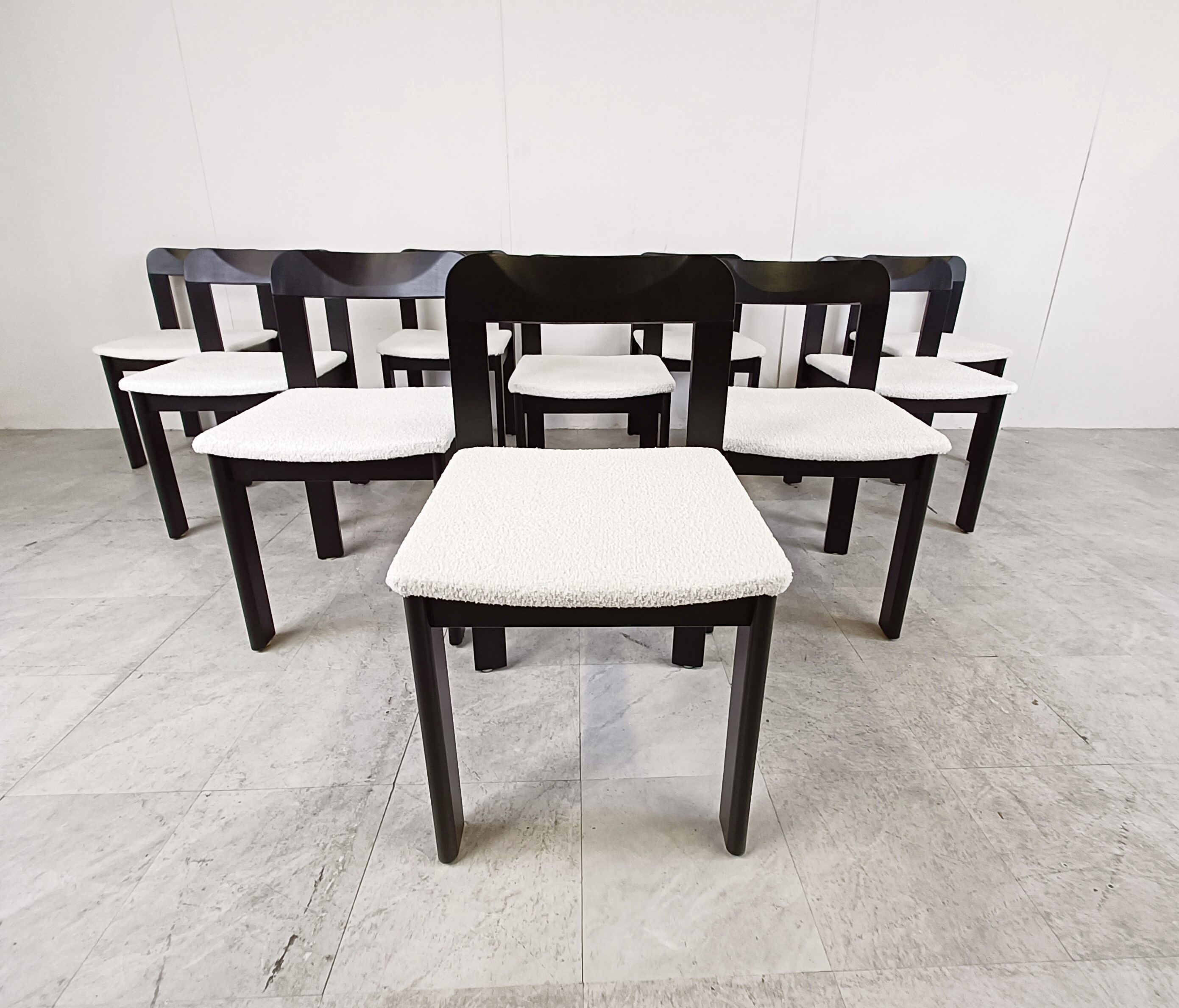Set of 10 vintage dining chairs 1970s
