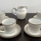 Set of 4 cups and saucers + milk jug - Stoneware - Salins-France - 70s