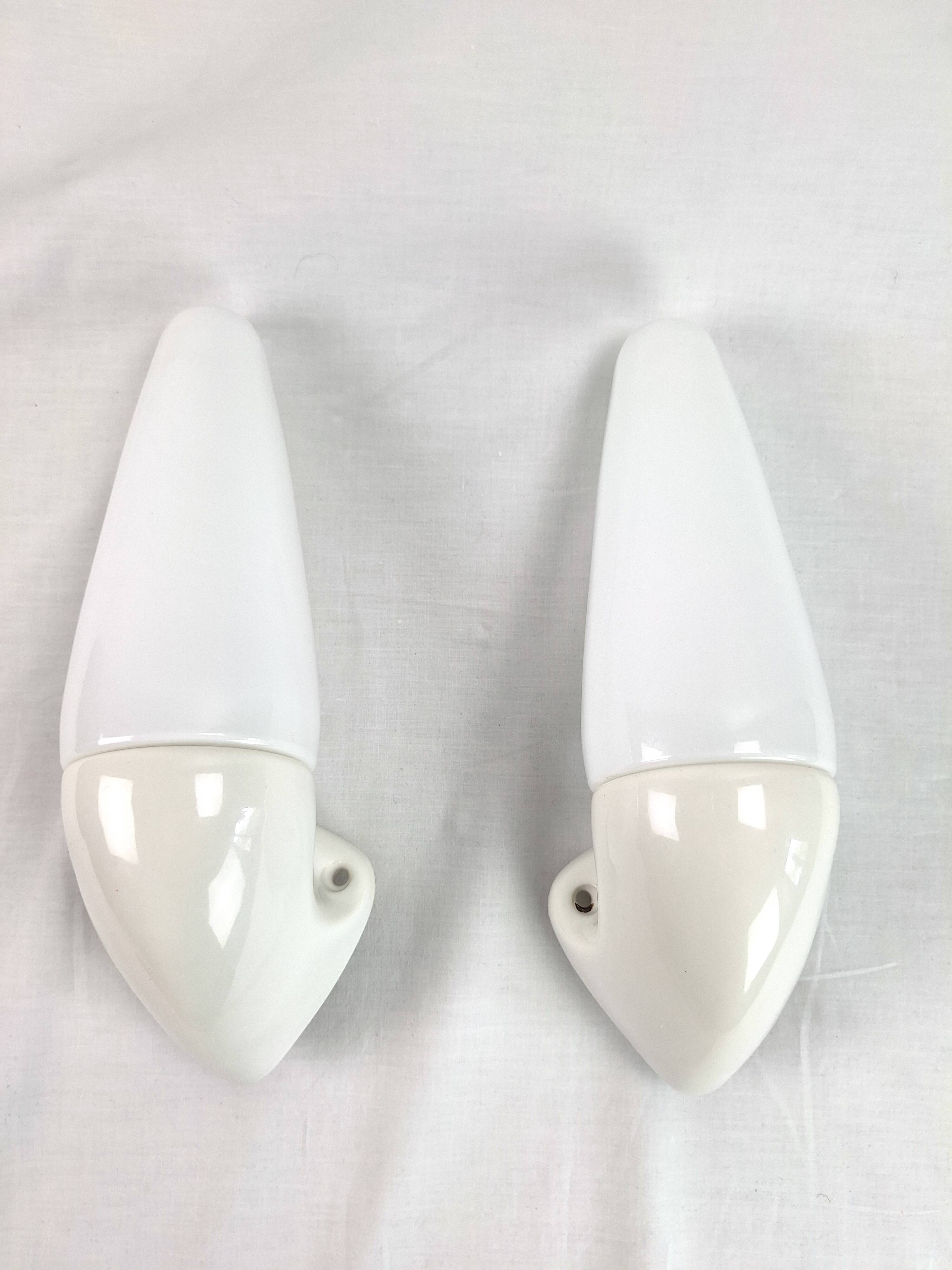 Pair of Art Deco ceramic wall lights by S.Bernadotte